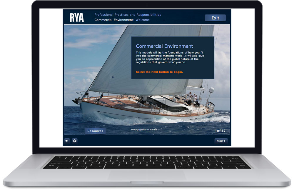 RYA PPR on Laptop