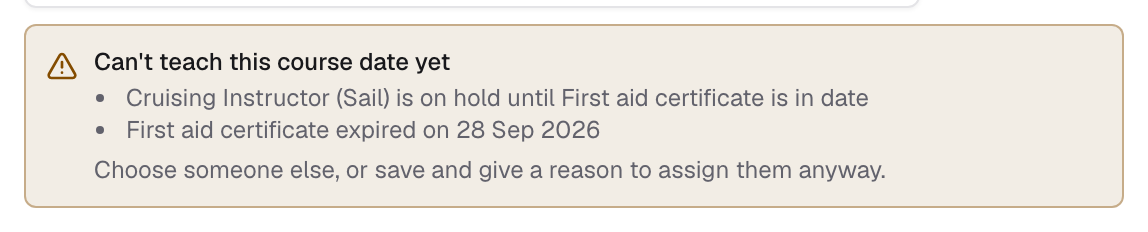 Instructor warning: no ticket for this course.